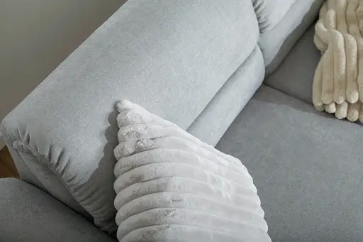 Ecksofa Jacksonville - 3-Sitzer medium, Eckelement mit Abschlussteil rechts, inkl. Relaxfunktion (motorisch) und Armlehne verstellbar, Stoff, Hellblau