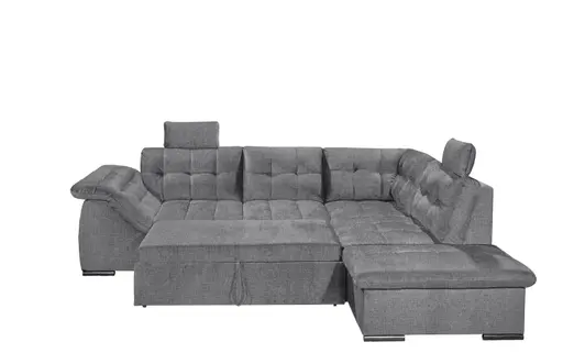 Ecksofa - 2-Sitzer, Ecke rechts inkl. Schlaffunktion und Bettkasten, Armteilverstellung, Stoff, Anthrazit