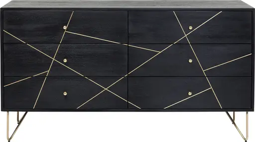 Sideboard- Massivholz, Mango, Schwarz, Lackiert