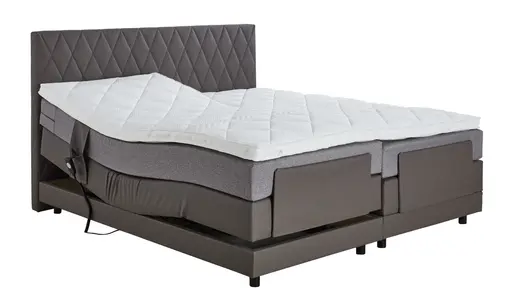 Boxspringbett Valencia - inkl. Motorbox, Liegefläche ca. 180x200cm, Stoff, Dunkelgrau