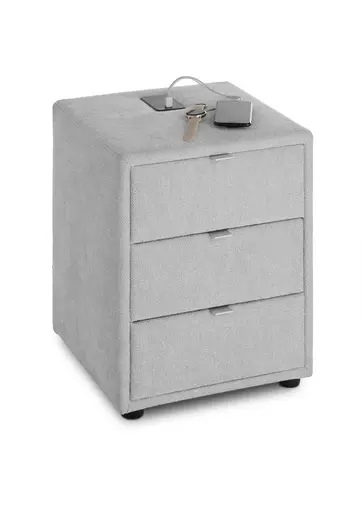 Nachttisch- Inkl. Ladeport, Stoff, Silberfarben