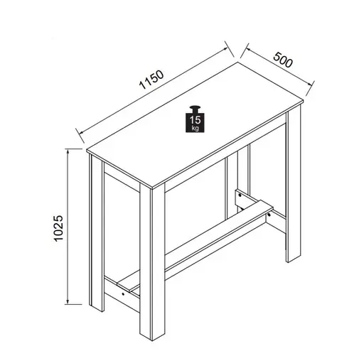 Bartisch - LB ca. 115x50 cm, Evoke Eiche Nachbildung, Kaschmir
