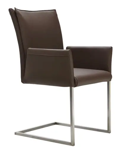 Armlehnstuhl Floriana - Leder, Dunkelbraun