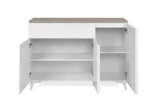 Kommode - B ca. 133 cm, Weiß, Sandstein Nachbildung