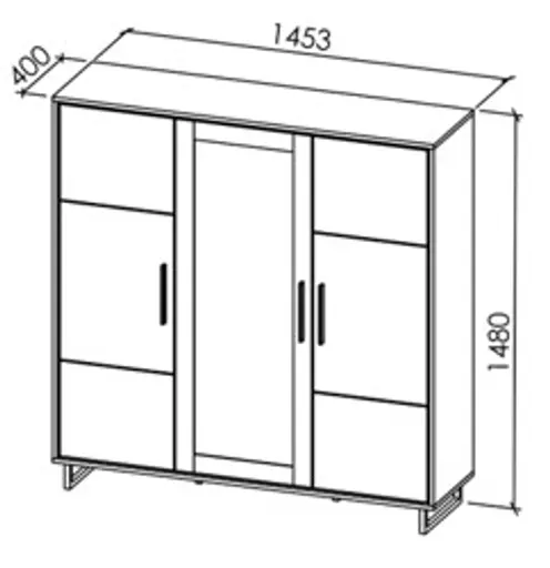 Highboard - B ca. 146 cm, Kreidefarben, Eiche bianco massiv geölt