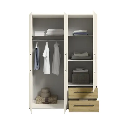  Drehtürenschrank FATHIE- B ca. 144 cm, Sand, Eiche Dekor