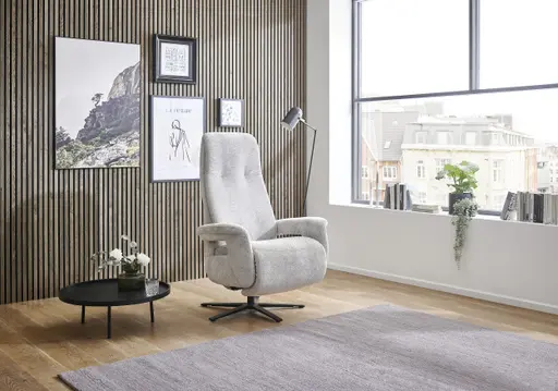 Sessel - Größe M, Relaxfunktion, Stoff, Silbergrau