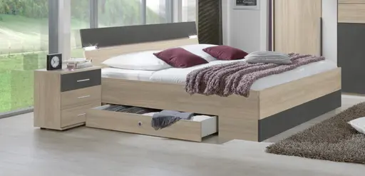 Bettanlage- Liegefläche ca, 180x200 cm, Eiche Dekor, Grau