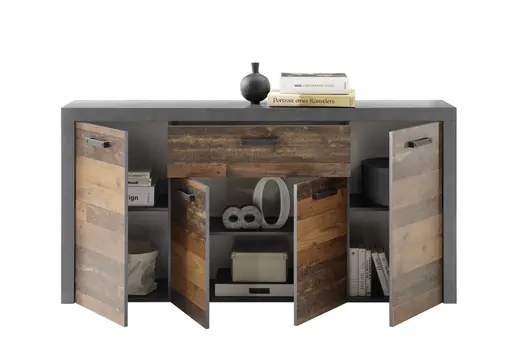 Sideboard - Vintage Dekor, Betonoptik Dunkelgrau