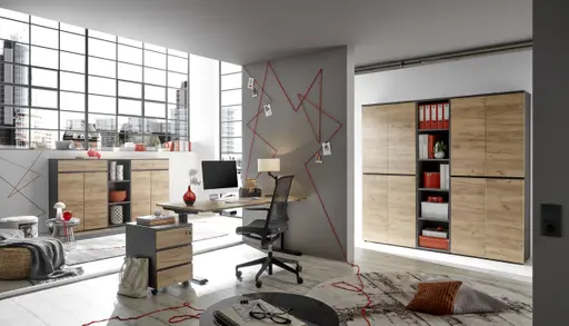 Rollcontainer GRIFFIN - Graphit, Eiche Nachbildung