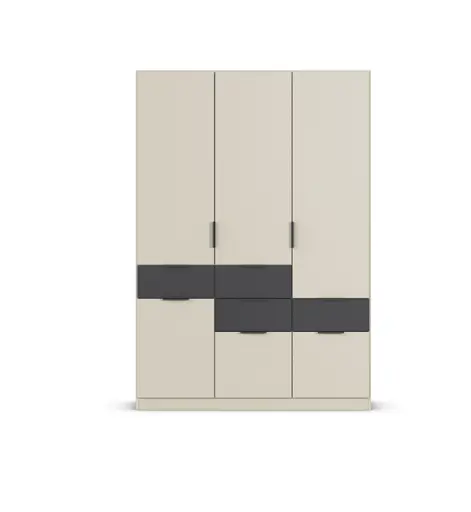 Drehtürenschrank RAAS- B ca. 136 cm, Champagner, Dunkelgrau