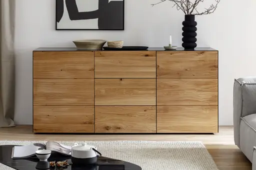 Sideboard Jan - Wildeiche massiv, Metall