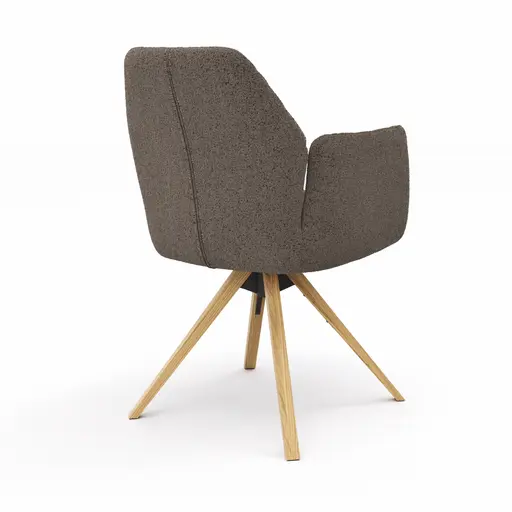 Armlehnstuhl Nashville - drehbar, Stoff, Dunkelbraun