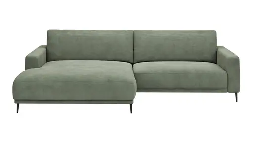 Ecksofa Solero - Longchair groß mit 1,5-Sitzer rechts, Stoff, Olivgrün