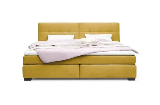 Boxspringbett JILA- Ligefläche ca. 240x200 cm, Stoff, Curry