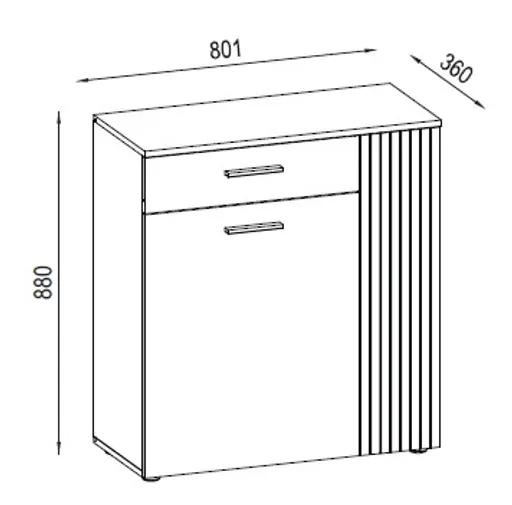 Kommode - B ca. 80 cm,  Anthrazit, Eiche Coast Evoke Nachbildung