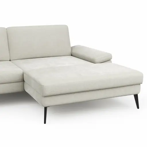 Ecksofa Houston - 1,75-Sitzer mit Longchair groß rechts, inkl. Sitztiefenverstellung und Armlehne klappbar, Stoff, Natur