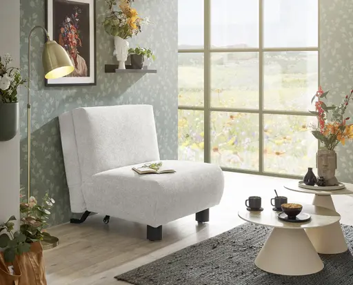 Faltsessel EBBY - ohne Armlehne inkl. Schlaffunktion, Stoff, Creme