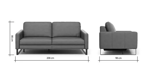 Sofa Enna - 3,5-Sitzer inklusive Relaxfunktion (motorisch) links, Leder, Grau
