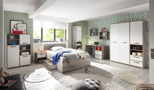 Bettgestell- Liegefläche ca. 140x200 cm, Holz Dekor, Weiß