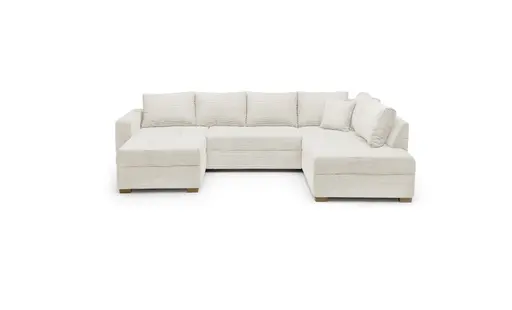 Wohnlandschaft JOSY - Longchair links, 1,5-Sitzer, Ecke rechts inkl. Schlaffunktion mit Bettkasten, Stoff, Beige