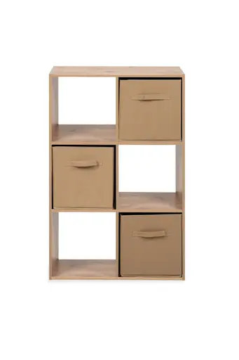 Regal - inkl. Stoffboxen, B ca. 60 cm, Artisan Eiche Nachbildung, Beige