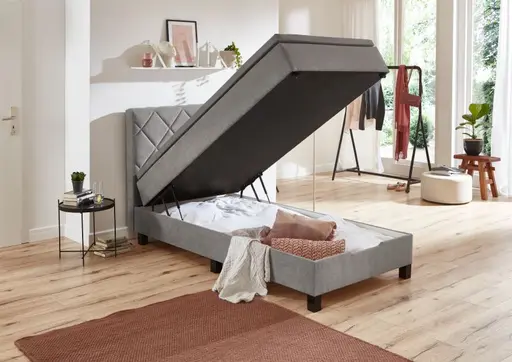 Boxbett- Liegefläche ca. 120x200 cm, Stoff, Hellgrau