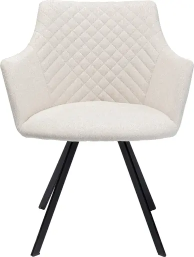 Armlehnstuhl- Drehbar, Stoff, Creme, Stahl, Schwarz, Pulverbeschichtet