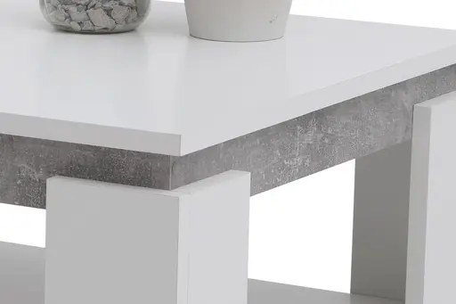 Couchtisch - LB ca. 90x60 cm, Weiß, Betonopik