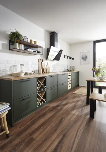 Winkelküche 54.160 GL 7 521, Lack samtmatt Waldgrün