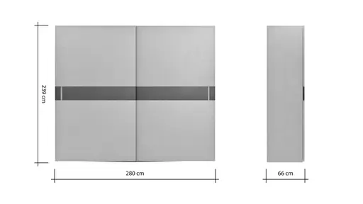 Schiebetürenschrank Loretto - B ca. 280 cm, Lack matt, Weiß