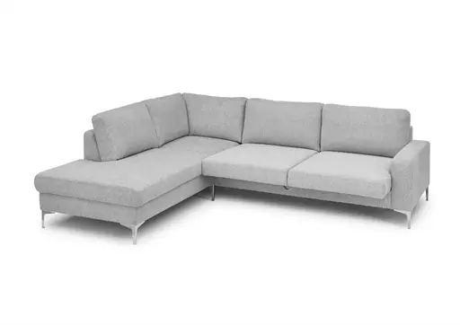 Ecksofa CALM 2.0 - Ecke links mit 2,5-Sitzer, Schlaffunktion mit Bettkasten, Stoff, Silbergrau