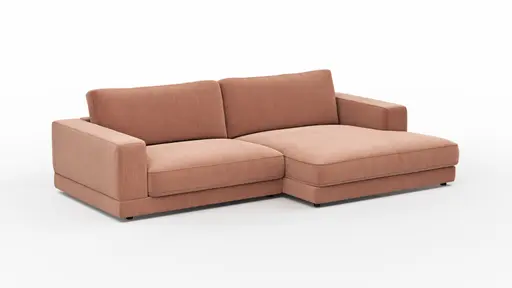 Ecksofa Juni - 1,5-Sitzer mit Longchair rechts, Stoff, Pfirsich
