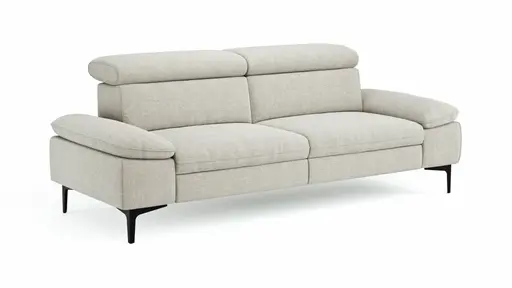 Sofa Felipa - 3-Sitzer inkl. Kopfteil verstellbar, Stoff, Natur
