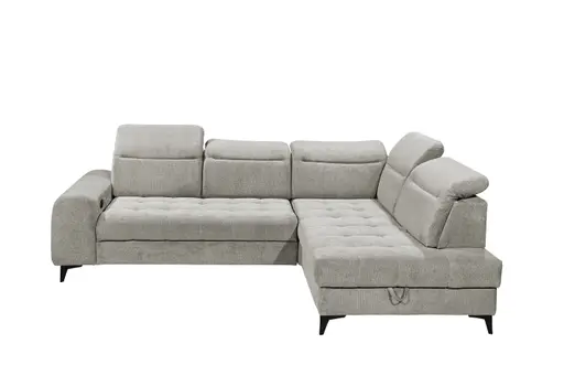 Ecksofa - 2-Sitzer, Ecke rechts inkl. Funktionen, Stoff, Taupe