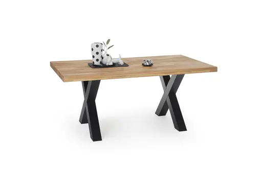 Esstisch SITTING EASY - LB ca. 160x90 cm, Wildeiche massiv geölt, Schwarz
