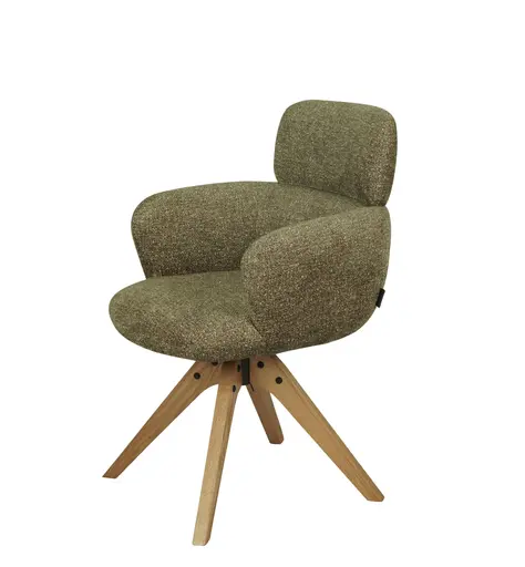 Armlehnstuhl MANJA - drehbar, Stoff, Braun