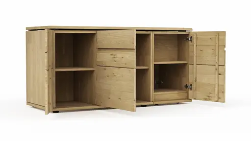 Sideboard Amora - schwenkbar, Wildeiche massiv bianco