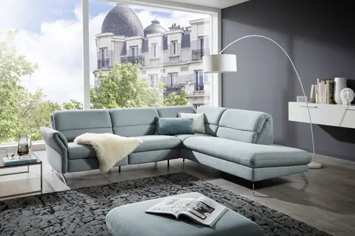 Ecksofa EM Koper -  3-Sitzer mit Ecke rechts, Rückenlehne verstellbar, Stoff, grün