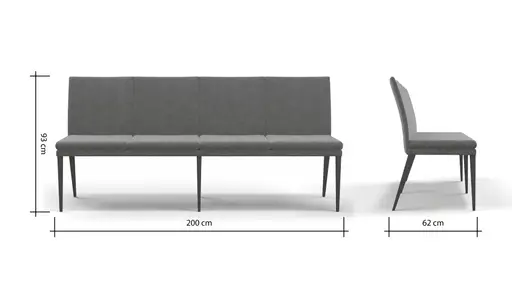 Polsterbank Saragossa - Breite ca. 200cm, Stoff, Eukalyptus