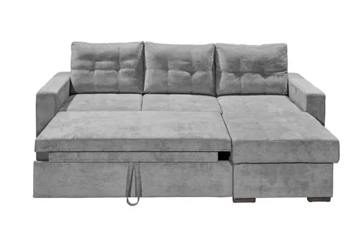 Schlafsofa - 2-Sitzer, Ecke rechts inkl. Schlaffunktion und Bettkasten, Stoff dunkelgrau