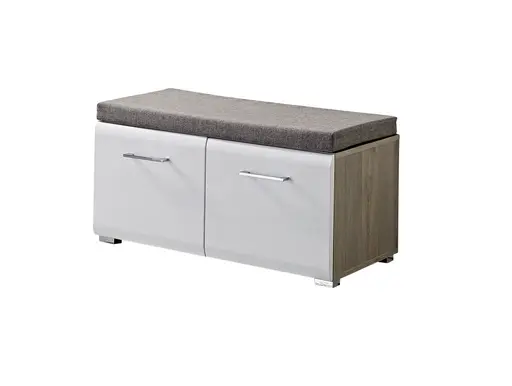 Bank - inkl. Sitzkissen, B ca. 84 cm, Silbereiche Nachbildung, Weiß