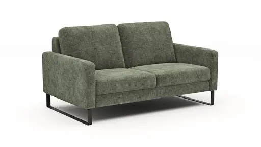 Sofa Enna - 2,5-Sitzer, Armlehne A, Stoff, Olivgrün, Kufe, Schwarz