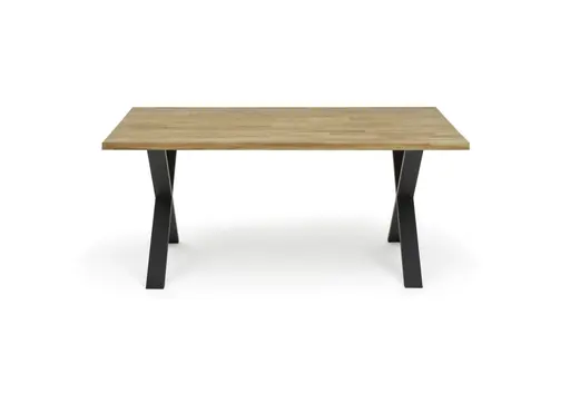 Esstisch- LB ca. 180x100 cm, Eiche, Massiv, Geölt, Metall, Schwarz