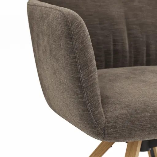 Armlehnstuhl Nashville - drehbar, Stoff, Dunkelbraun