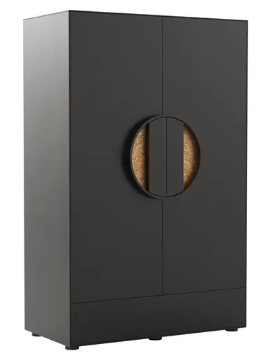 Highboard Jyn - BHT ca. 91x144x41 cm, Lack, Schwarz, Bodenstehend