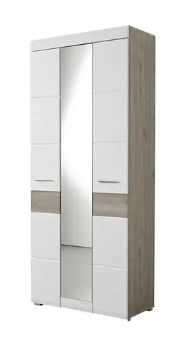 Garderobenschrank - B ca. 84 cm, Silbereiche Nachbildung, Weiß