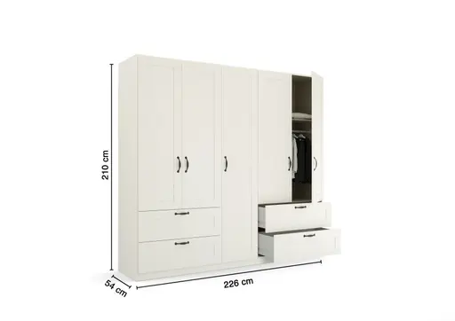 Drehtürenschrank ROMAN SPIN- B ca. 226 cm, Weiß, Landhausoptik