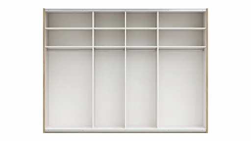 Schwebetürenschrank Viana - B ca. 301 cm, Lack, Steingrau, Riffholz, Balkeneiche