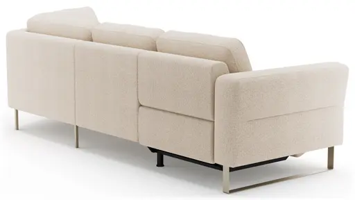 Ecksofa Leona - 2,5-Sitzer mit Ecke rechts inkl. Relaxfunktion motorisch, Stoff, Creme 